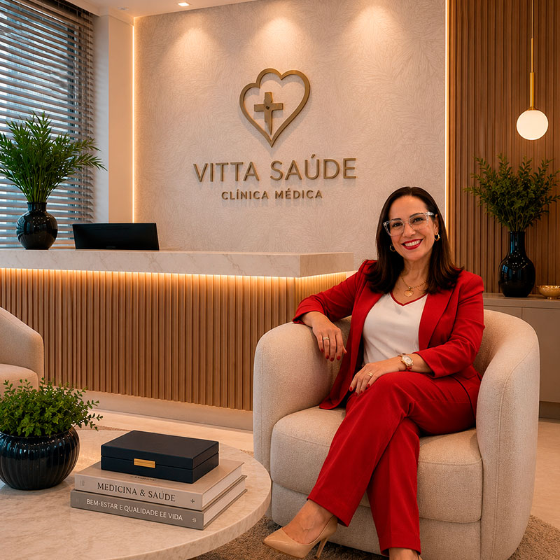 Sala de estar com iluminação dourada, grande quadro na parede e mobiliário sofisticado